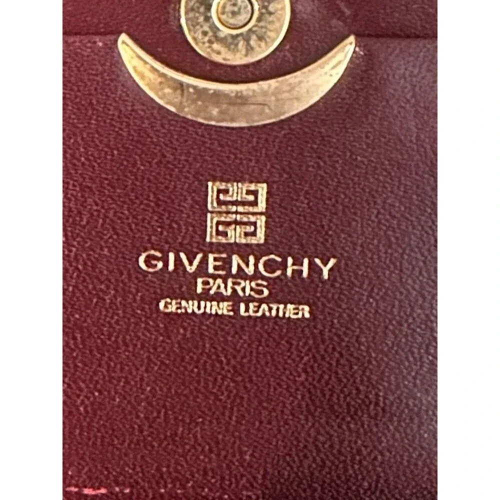 Givenchy Burgundy Leather 4G Logo Kiss-Lock Compact Wallet